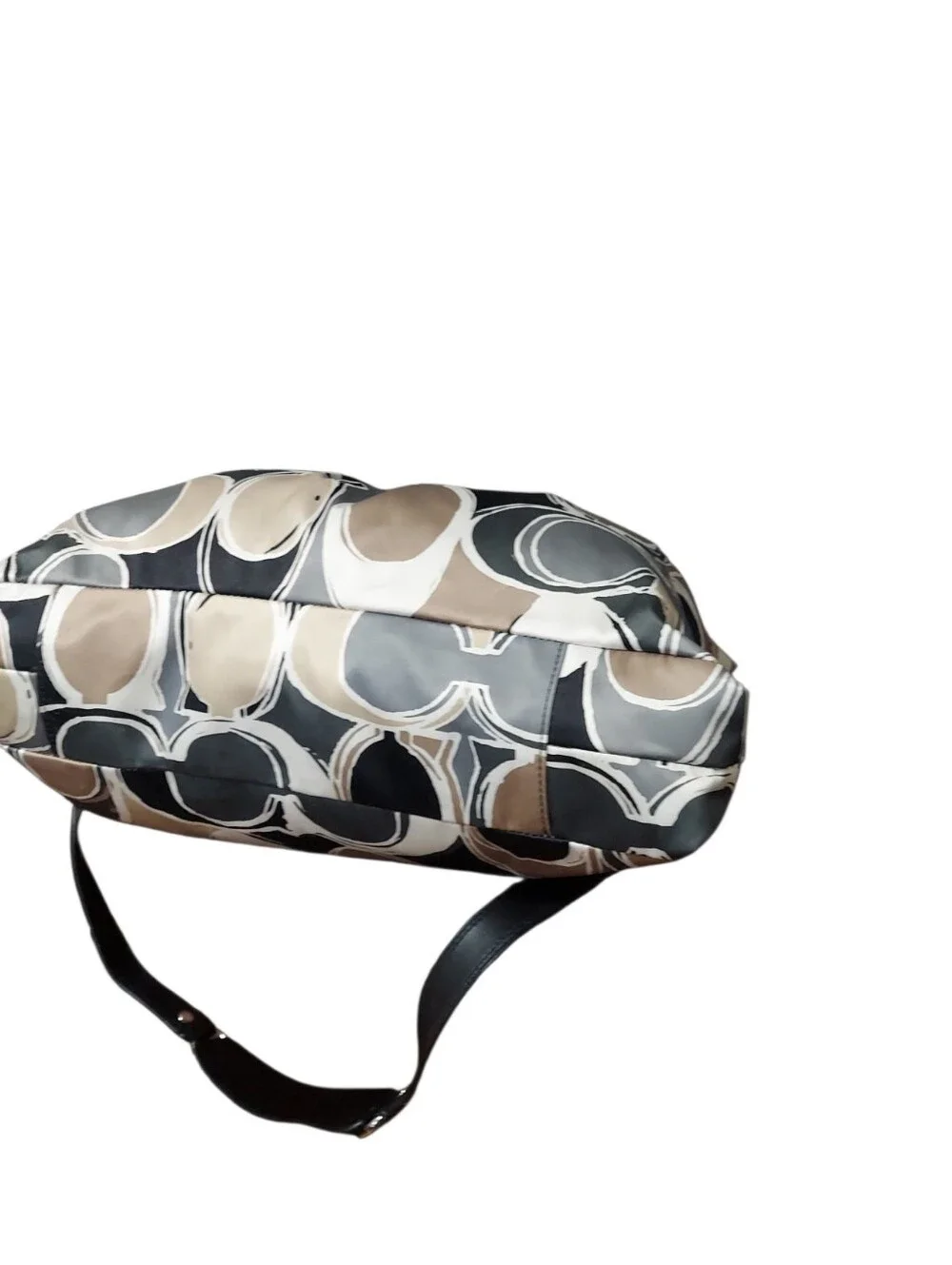 Coach Ashley Scarf Print Signature Sateen & Black  Leather Satchel No. F17644
